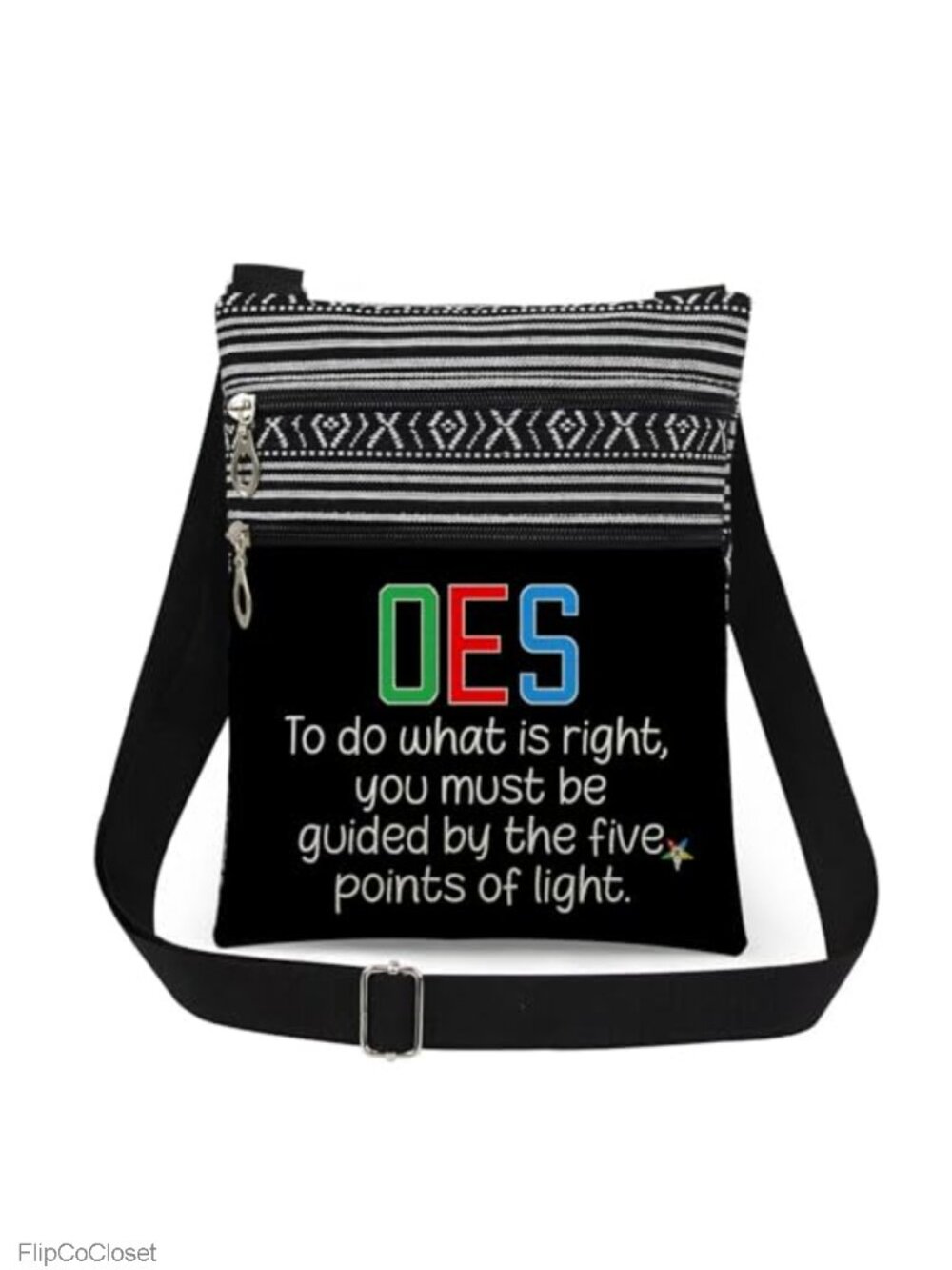 OES Crossbody Bag Five Points of Light Print Adjustable Strap Purse